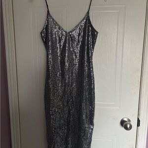 Elegant Silver Sequin Dress